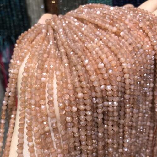 Wholesale Natural Orange Moonstone Beads Faceted Loose Round Beads DIY Charm Necklace Bracelet Jewelry Making Accessories