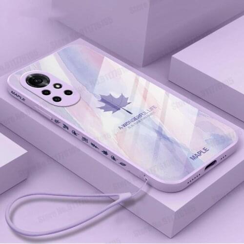 Tempered Glass Watercolor Phone Case For Nova 8 7 Pro V40 P40 Lite 5G Ultra Slim Hard PC Protective Cover For Huawei P40 P30 Pro