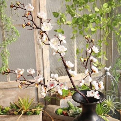 Plum Cherry Blossoms Artificial Silk Flowers Branches Home Wedding Floral Decor DIY Flower Arrangement