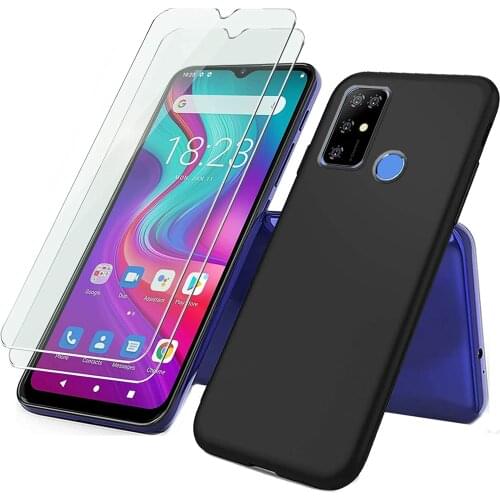 For For DOOGEE X96 PRO 6.53" Case 3-in-1 Black Soft Case with Black Full Tempered Glass For For DOOGEE X96 PRO 6.53"