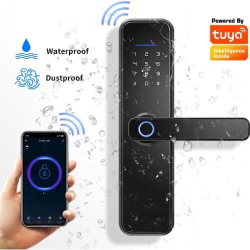 Tuya App Smart Home Access Control Fingerprint Glass Smart Door Lock Wifi For Hotel