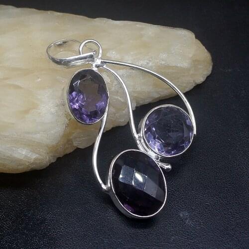 Gemstonefactory Jewelry Big Promotion 925 Silver Multi Gems Purple Amethyst Women Ladies Gifts Necklace Pendant 0784