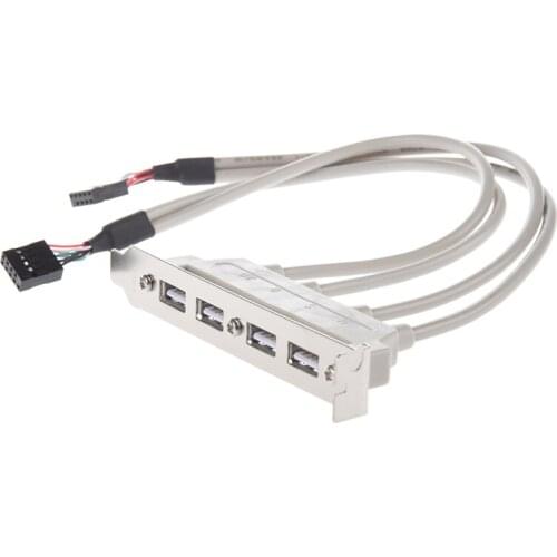 MainBoard 4 Port USB 2.0 to 9 Pin Header Bracket Extension Cable