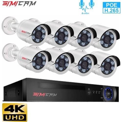 4K Ultra 8MP HD Surveillance CCTV Video Recording IP Camera System H.265 POE NVR Outdoor Bullet Weatherproof Security Camera Kit
