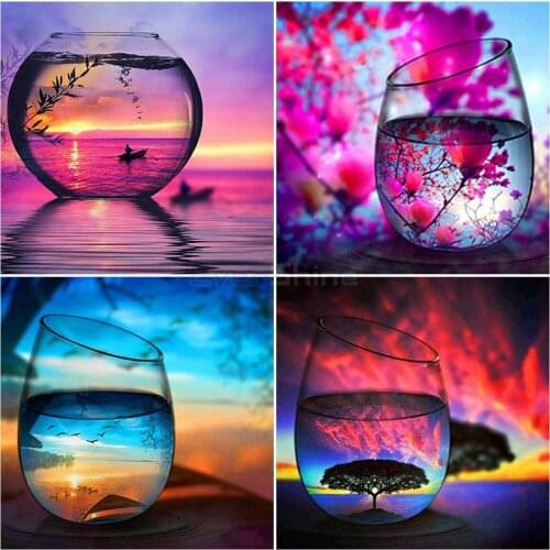 Paint With Diamonds Full Square Cup Cross Stitch Diamond Embroidery Sale Landscape Bead Picture Kits Handwork Art Gift