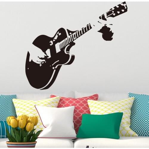 Creative Guitar Wall Sticker Musical Instrument Music Decal Bedroom Living Room Personailzed Decoration Removable Art Home Decor