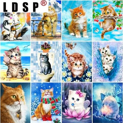 LDSP Home Decor 5D DIY Diamond Painting Full Square Cats Rhinestones Pictures Diamond Embroidery Animals Mosaic Sale Wall Art