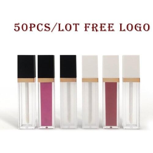 50 PCS 7ML Frosted Lip Gloss Tube Empty Plastic Lip Balm Tubes with White Cap Cylinder Small Lip Stick Samples Print Logo