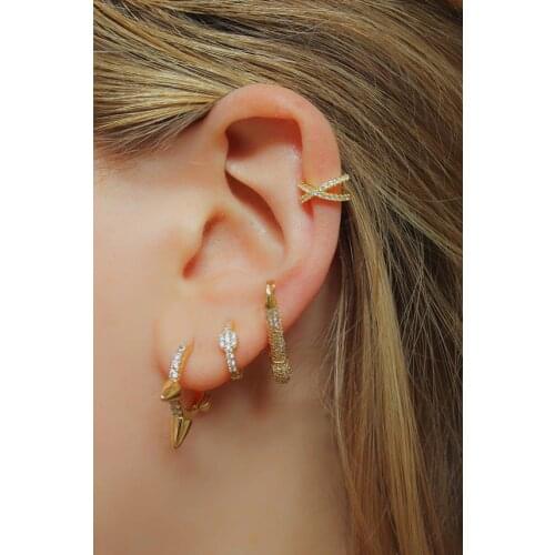 Three spikes mini hoop earring fashion delicate wholesale jewelry Small hoops