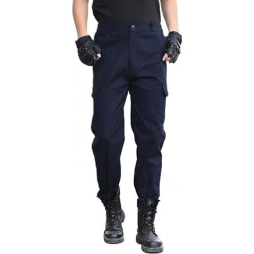 50%HOT Men Solid Color Pockets Solid Color Cargo Pants Training Hiking Working Trousers