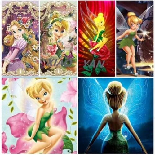 Disney Cartoon Princess Tinkerbell 5D DIY Diamond Painting Full Diamond Embroidery Cross Stitch Kit Childrens Family Room Decor