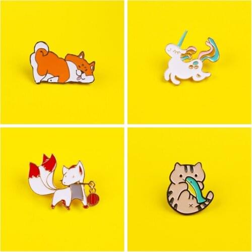 Animal Series Set Cat Pin Metal Badges On Clothes Anime Icons On The Backpack Set Lapel Pin Bag Badge Gifts Enamel Pins Jewelry