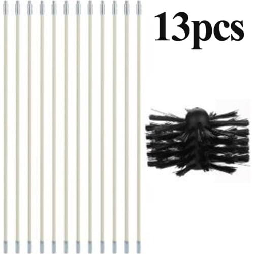 Chimney Cleaner Brush Set 5/13Pcs Clean Rotary Sweep System Fireplace Kit Rod Tool Set Brush+Rod Pipe Chimney Cleaning Set