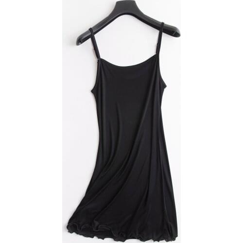 2021 New Black O-Neck Camisole Dress Womens Sexy Basic Sling Nightgown Mulberry Silk Bottom Dresses Shoulder Strap Adjustable