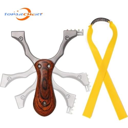 Hunting Slingshot Folding Mini Pocket Slingshot Titanium Steel Powerful Slingshot Catapult With Rubber Band Outdoor