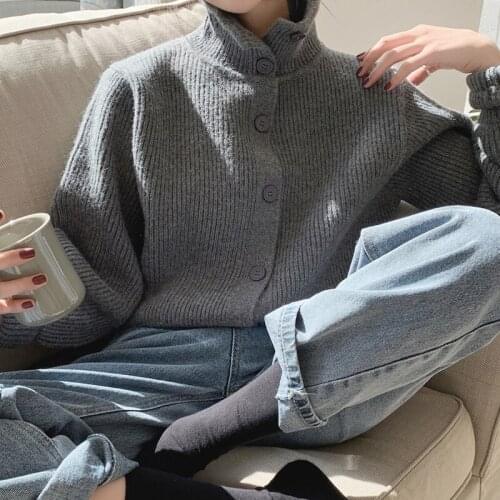 Fall 2021 Women Clothing Oversize Womens Sweaters Autumn Vintage Loose Winter Sweater Knitted Women Cardigan Knit Button Maxi