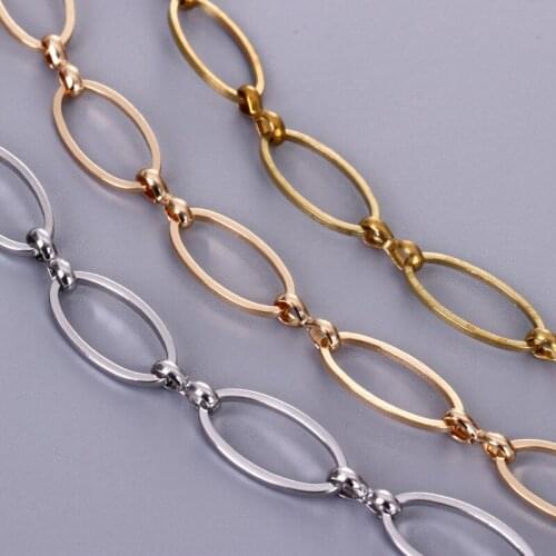White K Gold Plating Copper Oval Elliptical Chain Handmade Jewelry Making Findings Component DIY Accessories 10m/roll Wholesale