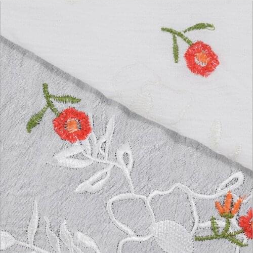 Human cotton crepe floral embroidery, high quality breathable and comfortable pajama fabric