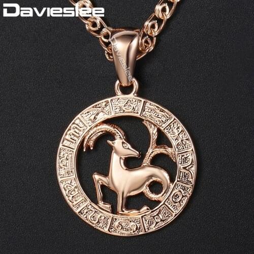 Davieslee Womens Capricorn Zodiac Sign Pendant 585 Rose Gold Constellation Pendant Necklaces For Woman Jewelry Wholesale DGP277