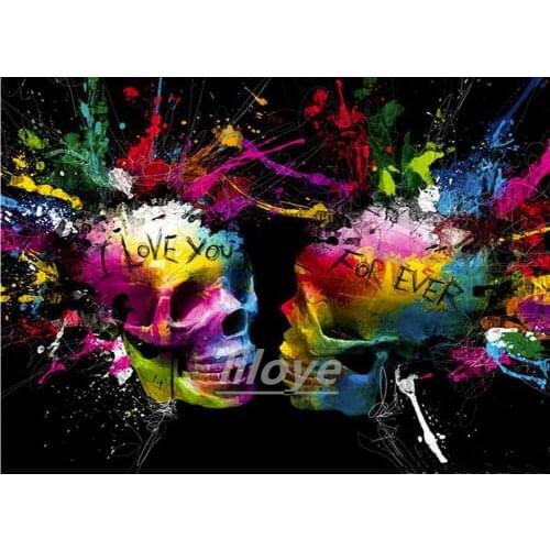 Handwork Full Square/Round 5D DIY Diamond Painting Colored skull Embroidery Mosaic Rhinestones Art Stickers Decor Pictures DF474