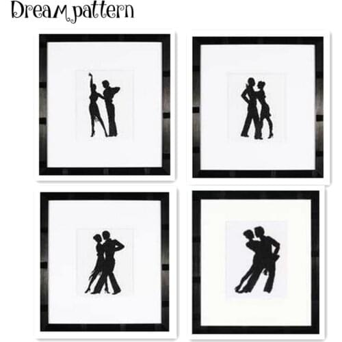 Dancing couple cross stitch package dancer lovers simple pattern white 18ct 14ct 11ct cloth cotton thread embroider DIY handmade