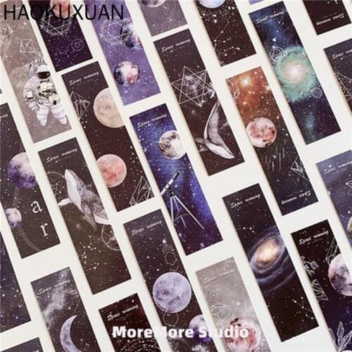 30 Pcs/set Retro Bookmark Students Colored Space Paper Postcard Creative Stationery Tab Books Office School Supplies