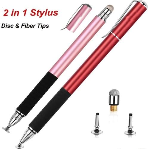 2-in-1 Precision Disc & Fiber Stylus Pen Capacitive Touch Screen Drawing Pen Styli for iPad Galaxy Tab Xiaomi Redmi Huawei