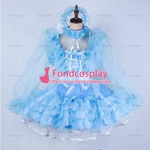Sissy maid satin dress lockable Uniform cosplay costume Tailor-made[G2044]