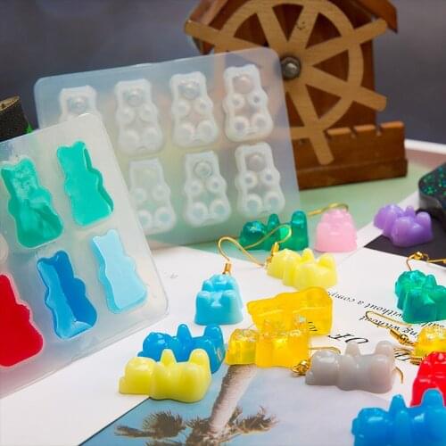 DIY Bear Sugar Silicone Jewelry UV Resin Epoxy Molds Jewelry Tools Dried Flower Craft Hand Made Jewelry Decoration