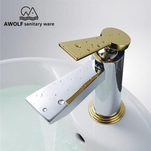 Modern Bathroom Basin Sink Faucet Solid Brass Chrome Gold Hot Cold Mixer Water Faucet Tap Plated Polishing ML8079