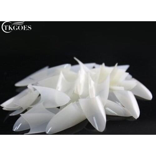 TKGOES 500pcs Stiletto Point Shape Nail Tips Acrylic False French Nail Art Tips UV Gel Makeup 10 Sizes NATURAL