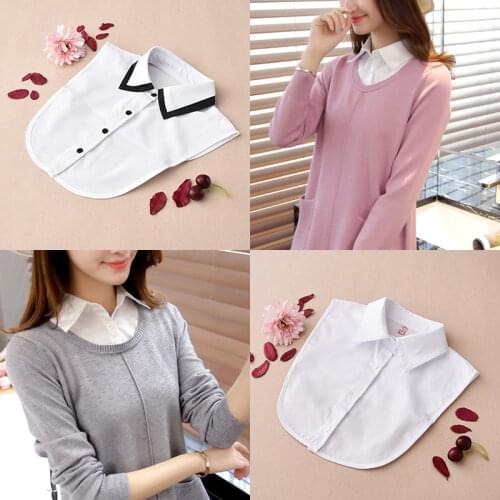 Women Detachable Lapel Shirt Fake Collar Fashion Black White False Collar Blouse Ladies Clothing Accessories