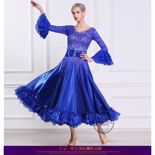 Lady Customized Ballroom Dance Dress Girls Waltz Tango Dancing Dresses Female Standard Flamenco Stage Ballroom Costumes D-0410