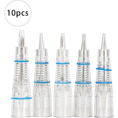 10pcs Disposable 0.35mm Painless Tattoo Cartridge Needle Electric Semi-Permanent Makeup Machine Eyebrow Lips Microblading Needle