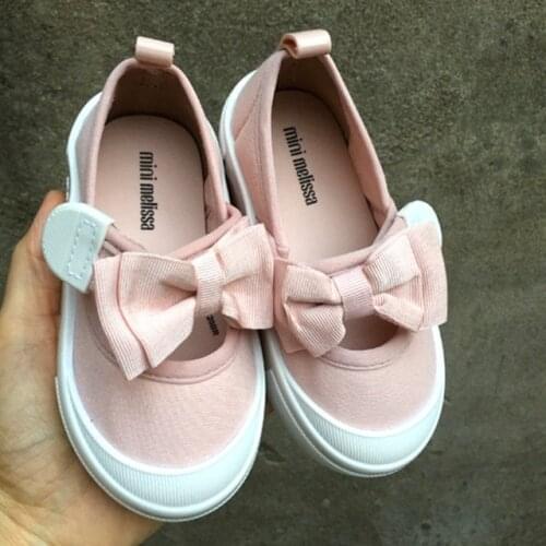 2021 New Style Childrens Shoes Mini Melissa Princess Bow Shoes Girls fashion Canvas shoes Sneaker Kids boy Casual shoes