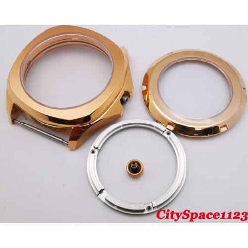40mm Sapphire Rose Gold Hollow bottom Watch parts Case fit ETA 2836 Miyota 8215 DG2813 Movement