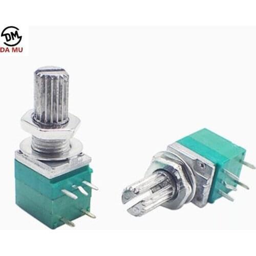 5pcs/lot RV097NS 5K 10K 20K 50K 100K 500K with a switch audio 5pin shaft 15mm amplifier sealing potentiometer