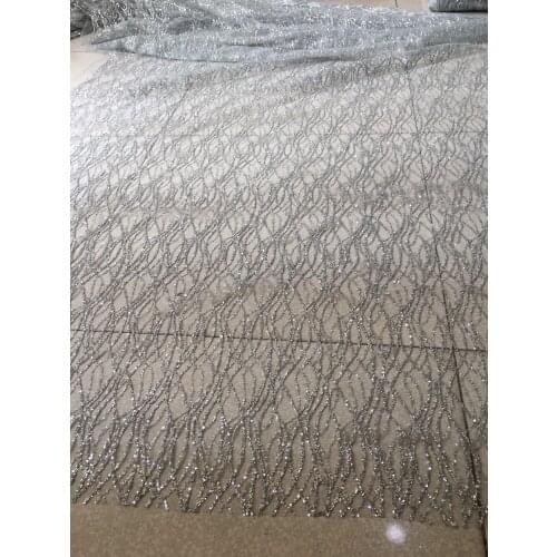 5yards BZL-56201 transparant clear luxury pattern hand print sparkle glued glitter african tulle mesh lace SILVEfor sawing/party