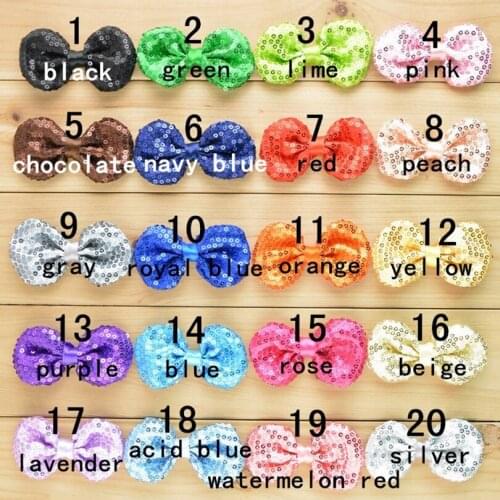 50pcs/lot 21colors 9cm Hair Bows DIY Shiny Sequin Bows Knot Hair Clips Fashion Applique Headband Bows For Girls Hair Accessories
