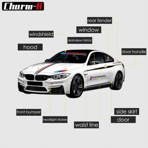Car Custom Decal Bumper Windshield Hood Side Skirt Waistline Headlight Window Door Side Mirror Stickers for BMW Benz Ford Audi