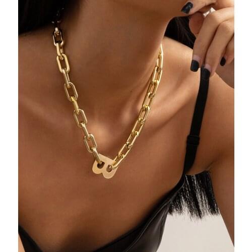 2021 New Simple Single Layer Hip Hop CCB Chain Single Product Female Retro Personality Letter B Wedding Party Accessory Necklace