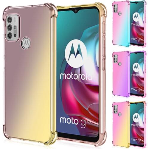 For Motorola Moto G30 Case Fashion Half Transparent Gradient Phone Case for Moto G100 G10 G 5G Plus Airbag Corners Soft Cover