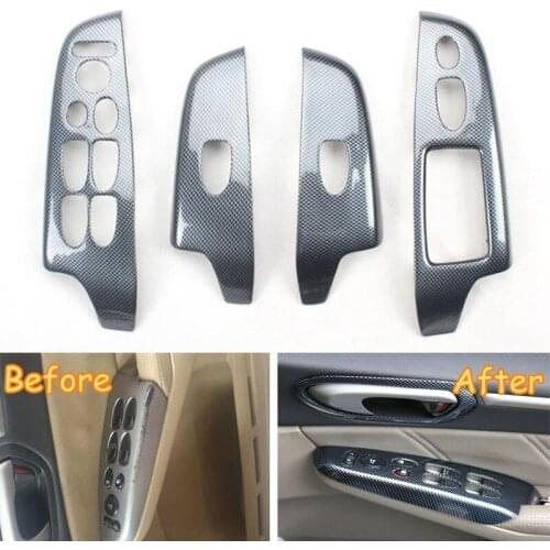 For HONDA CIVIC 2006-2011 Door Window Lift Panel Carbon Fiber Door Window Switch Cover Trim RHD