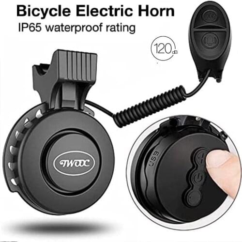 120Db Bike Electric Horn Bell USB Recharged Cycling Alarm Loud Horns Waterproof 4 Modes Alert Ring for MTB/Road Bicycle Scooters