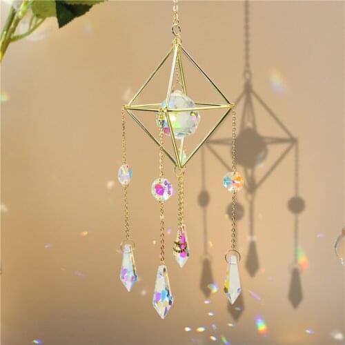 Crystal Sunburst catcher Hanging Modern Star Moon Rainbow Prism Prismatic Pendant Window Room Decoration for Celestial Gift