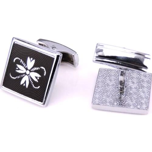 HYX Luxury Silvery flower cufflinks for mens Brand cuff buttons cuff links High Quality abotoaduras Jewelry