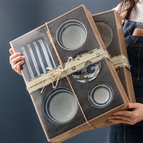 Japanese Style Ceramic Set Rice Bowl Sauce Bowl Sushi Plate Chopstick Tableware Single Can Microwave Heating Housewarming Gift