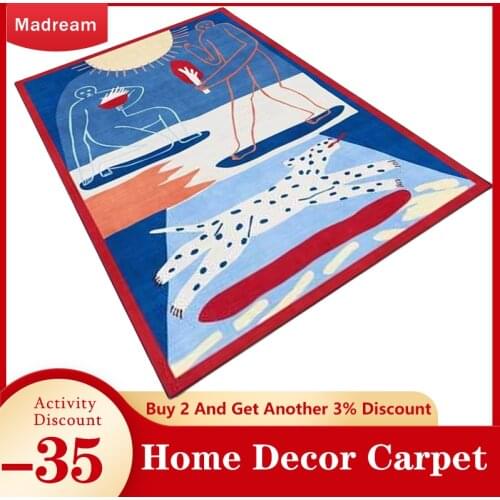 Blue Abstract Line Living Room Carpet Modern Nordic Style Childrens Room Rug Cute Bedroom Decor For Girls Area Floor Rugs 2021