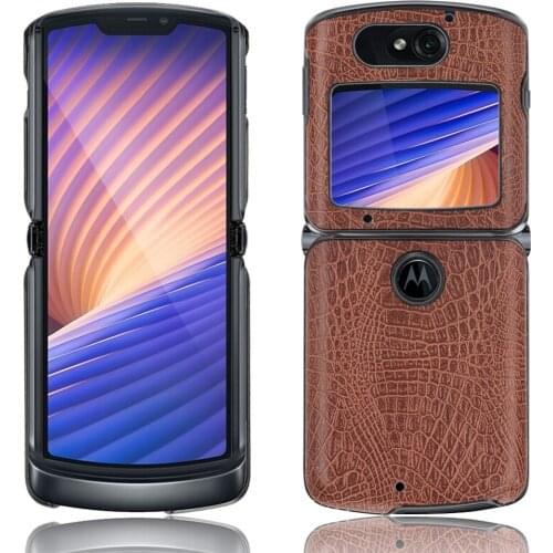 Leather Skin Case For Motorola Moto Razr 5G Razr2 2020 Crocodile pattern Back Cover for Motorola Razr 5G Fundas Bumper Protector