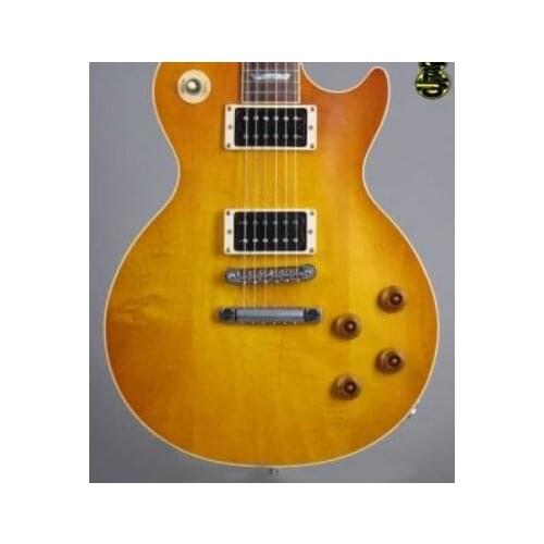 Lvybest logo,own designed shape,electric guitar solid plain maple board top ,leamon color like image ,small pin bridge,bone nut